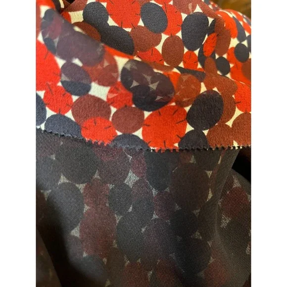 Diane Von Furstenberg Aleni SILK Smocked Long Sleeve Blouse Red Blue Geometric 2 - Picture 9 of 10